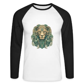 Löwe - Unisex Baseballshirt langarm - Weiß/Schwarz - Vorne - Nik (191cm)