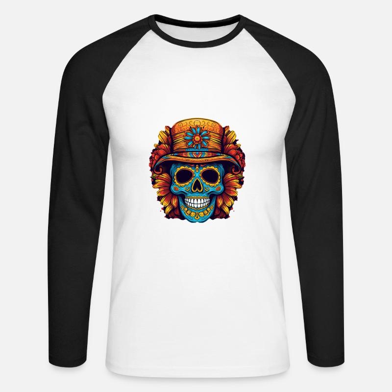 Cinco de Mayo Skull - Unisex Baseballshirt langarm - Weiß/Schwarz