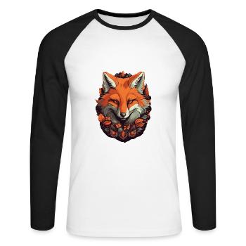 Renard - T-shirt baseball manches longues Homme - blanc/noir - Devant - Nik (191cm)