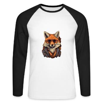 Renard - T-shirt baseball manches longues Homme - blanc/noir - Devant - Nik (191cm)