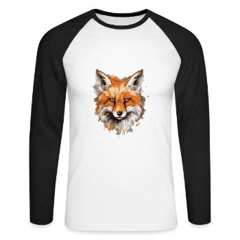 Renard - T-shirt baseball manches longues Homme - blanc/noir - Devant - Nik (191cm)