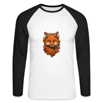 Renard - T-shirt baseball manches longues Homme - blanc/noir - Devant - Nik (191cm)