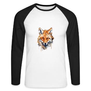 Renard - T-shirt baseball manches longues Homme - blanc/noir - Devant - Nik (191cm)