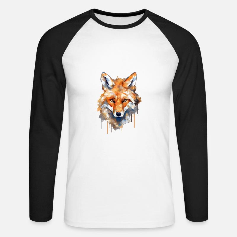 Fuchs - Unisex Baseballshirt langarm - Weiß/Schwarz