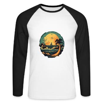 Beach - Unisex Long Sleeve Baseball T-Shirt - white/black - Front - Nik (191cm)