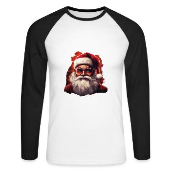 Père Noël - T-shirt baseball manches longues Homme - blanc/noir - Devant - Nik (191cm)