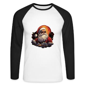 Père Noël - T-shirt baseball manches longues Homme - blanc/noir - Devant - Nik (191cm)