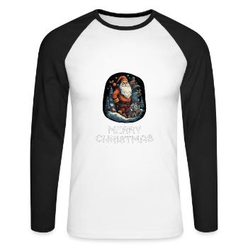 Weihnachtsmann - Marry Christmas - Unisex Baseballshirt langarm - Weiß/Schwarz - Vorne - Nik (191cm)