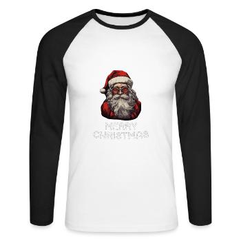 Weihnachtsmann - Marry Christmas - Unisex Baseballshirt langarm - Weiß/Schwarz - Vorne - Nik (191cm)