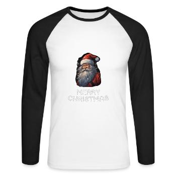 Santa Claus - Marry Christmas - Unisex Long Sleeve Baseball T-Shirt - white/black - Front - Nik (191cm)
