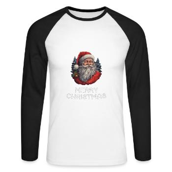 Weihnachtsmann - Marry Christmas - Unisex Baseballshirt langarm - Weiß/Schwarz - Vorne - Nik (191cm)