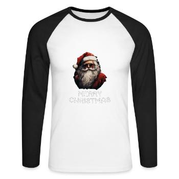 Weihnachtsmann - Marry Christmas - Unisex Baseballshirt langarm - Weiß/Schwarz - Vorne - Nik (191cm)