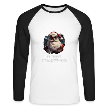 Weihnachtsmann - Marry Christmas - Unisex Baseballshirt langarm - Weiß/Schwarz - Vorne - Nik (191cm)