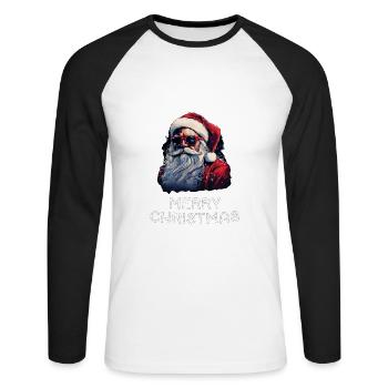 Weihnachtsmann - Marry Christmas - Unisex Baseballshirt langarm - Weiß/Schwarz - Vorne - Nik (191cm)