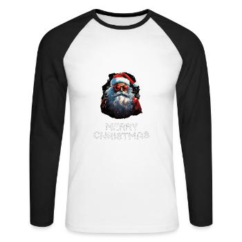Weihnachtsmann - Marry Christmas - Unisex Baseballshirt langarm - Weiß/Schwarz - Vorne - Nik (191cm)