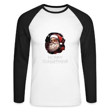 Santa Claus - Marry Christmas - Unisex Long Sleeve Baseball T-Shirt - white/black - Front - Nik (191cm)