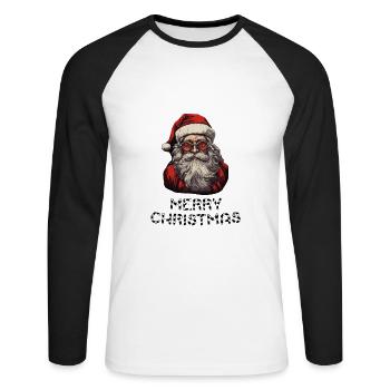 Weihnachtsmann - Marry Christmas - Unisex Baseballshirt langarm - Weiß/Schwarz - Vorne - Nik (191cm)