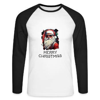 Weihnachtsmann - Marry Christmas - Unisex Baseballshirt langarm - Weiß/Schwarz - Vorne - Nik (191cm)