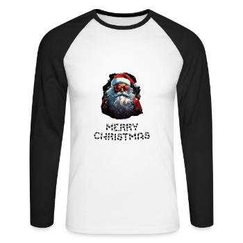 Weihnachtsmann - Marry Christmas - Unisex Baseballshirt langarm - Weiß/Schwarz - Vorne - Nik (191cm)