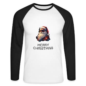 Santa Claus - Marry Christmas - Unisex Long Sleeve Baseball T-Shirt - white/black - Front - Nik (191cm)