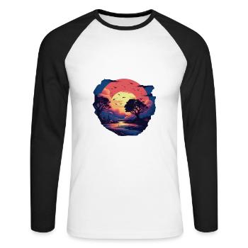 Paysage - T-shirt baseball manches longues Homme - blanc/noir - Devant - Nik (191cm)