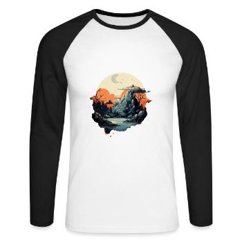 Paysage - T-shirt baseball manches longues Homme - blanc/noir - Devant - Nik (191cm)