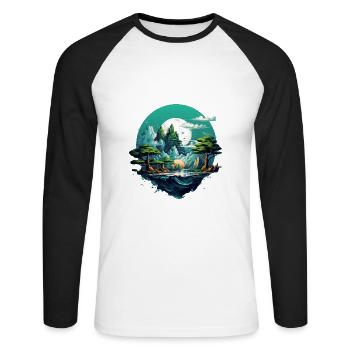 Landschaft - Unisex Baseballshirt langarm - Weiß/Schwarz - Vorne - Nik (191cm)