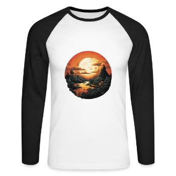 Paysage - T-shirt baseball manches longues Homme - blanc/noir - Devant - Nik (191cm)