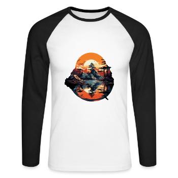 Paysage - T-shirt baseball manches longues Homme - blanc/noir - Devant - Nik (191cm)