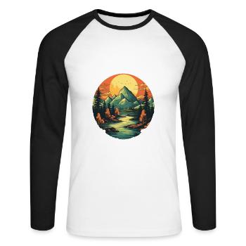 Paysage - T-shirt baseball manches longues Homme - blanc/noir - Devant - Nik (191cm)