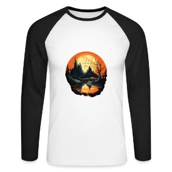 Paysage - T-shirt baseball manches longues Homme - blanc/noir - Devant - Nik (191cm)