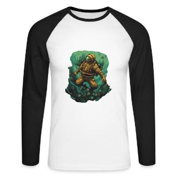 Plongeur - T-shirt baseball manches longues Homme - blanc/noir - Devant - Nik (191cm)