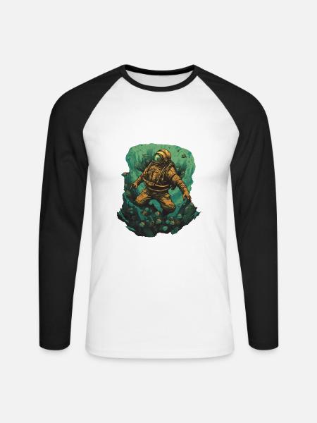 Plongeur - T-shirt baseball manches longues Homme - blanc/noir