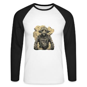 Plongeur - T-shirt baseball manches longues Homme - blanc/noir - Devant - Nik (191cm)