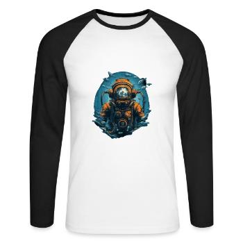 Diver - Unisex Long Sleeve Baseball T-Shirt - white/black - Front - Nik (191cm)
