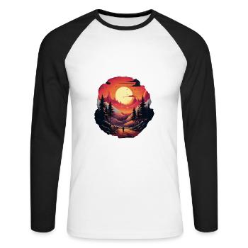 Landschaft - Unisex Baseballshirt langarm - Weiß/Schwarz - Vorne - Nik (191cm)