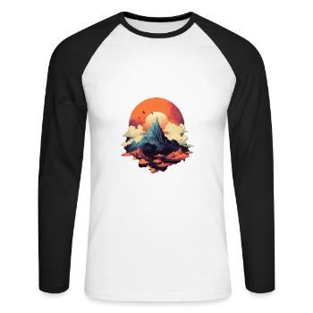 Landschaft - Unisex Baseballshirt langarm - Weiß/Schwarz - Vorne - Nik (191cm)