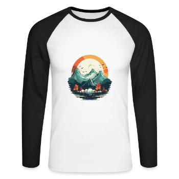 Landschaft - Unisex Baseballshirt langarm - Weiß/Schwarz - Vorne - Nik (191cm)