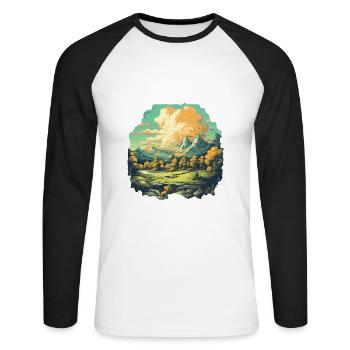 Landschaft - Unisex Baseballshirt langarm - Weiß/Schwarz - Vorne - Nik (191cm)
