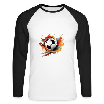 Fußball Ball - Unisex Baseballshirt langarm - Weiß/Schwarz - Vorne - Nik (191cm)