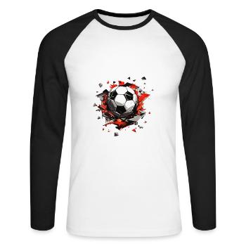 Fußball Ball - Unisex Baseballshirt langarm - Weiß/Schwarz - Vorne - Nik (191cm)