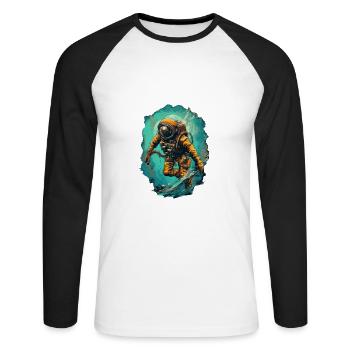 Plongeur - T-shirt baseball manches longues Homme - blanc/noir - Devant - Nik (191cm)