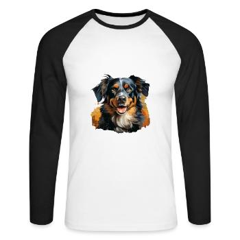 Hund - Unisex Baseballshirt langarm - Weiß/Schwarz - Vorne - Nik (191cm)