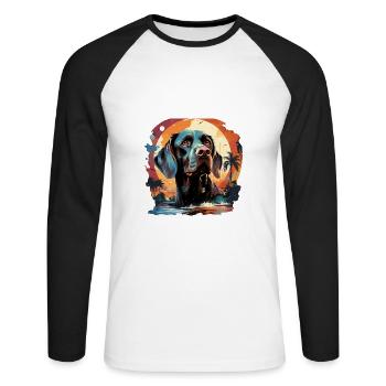 Hund - Unisex Baseballshirt langarm - Weiß/Schwarz - Vorne - Nik (191cm)