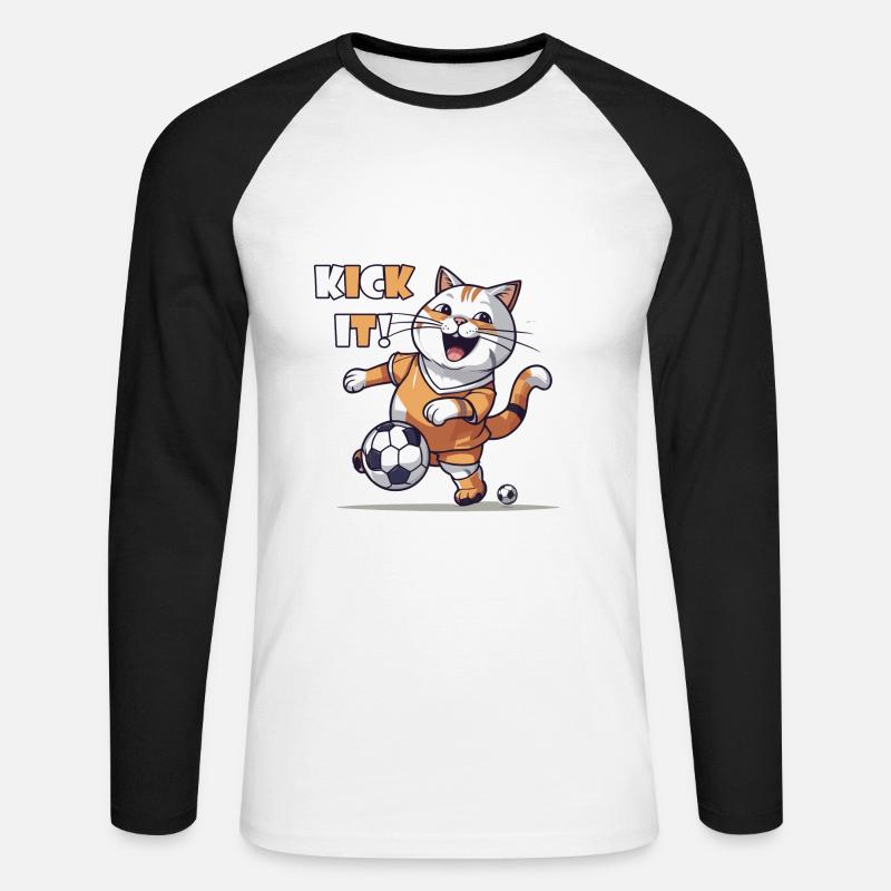 Kick it! - Unisex Baseballshirt langarm - Weiß/Schwarz
