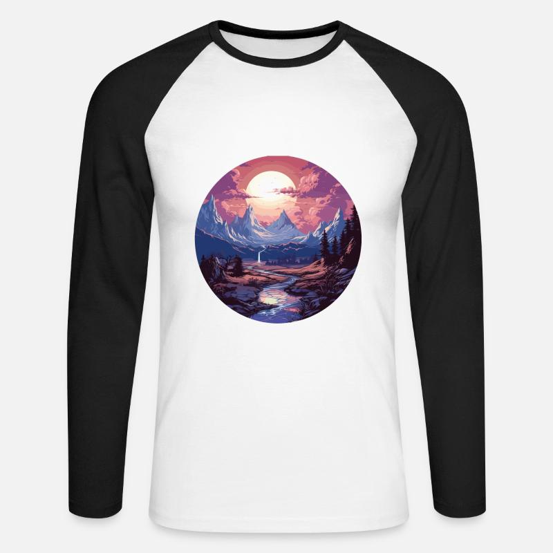 Landscape - Illustration - Unisex Long Sleeve Baseball T-Shirt - white/black