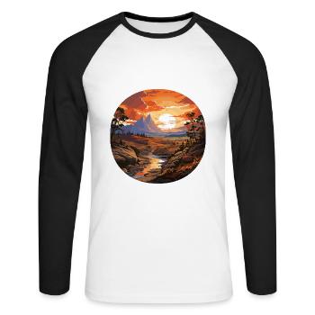 Paysage - Illustration - T-shirt baseball manches longues Homme - blanc/noir - Devant - Nik (191cm)