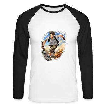 Joueur de tennis - Illustration - T-shirt baseball manches longues Homme - blanc/noir - Devant - Nik (191cm)