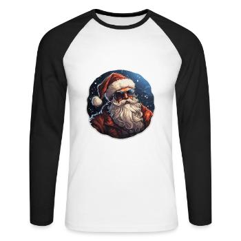Père Noël - illustration - T-shirt baseball manches longues Homme - blanc/noir - Devant - Nik (191cm)