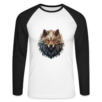 Wolf - Illustration - Unisex Long Sleeve Baseball T-Shirt - white/black - Front - Nik (191cm)
